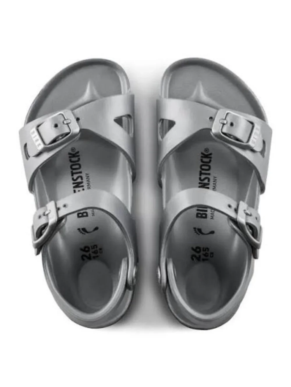 Birkenstock Kids Silver Rio Sandals, Size 9